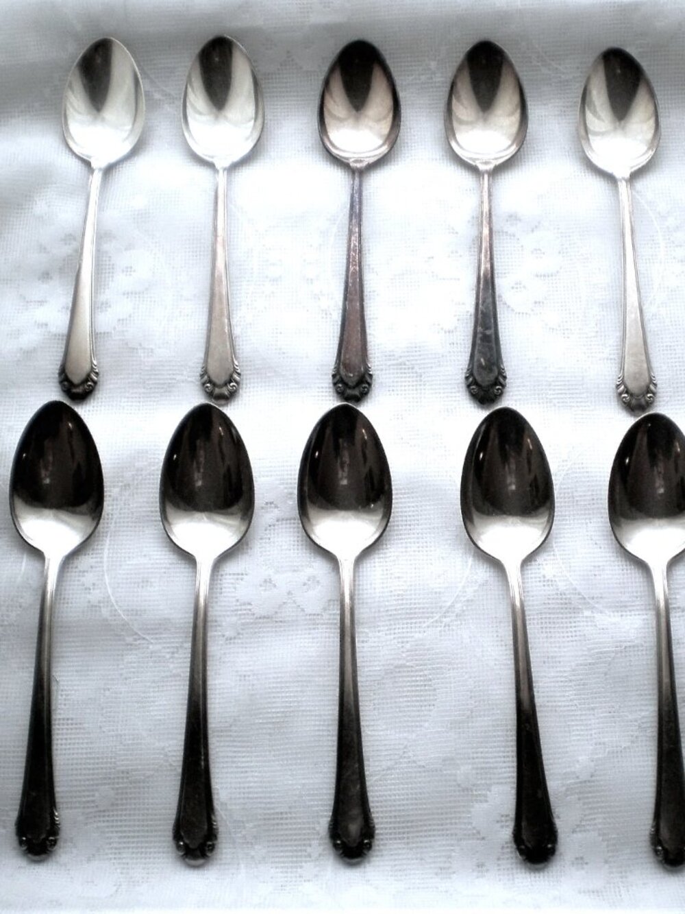 Antique 1937 GORHAM CAVALIER Silverplate Silverware Tea Spoon Spoons Set Of 12